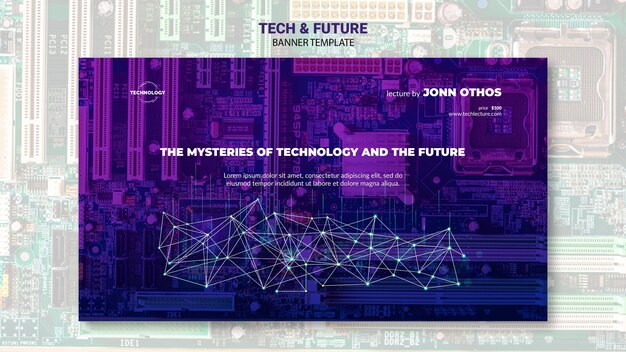 Maqueta de plantilla de banner de tecnología y concepto futuro