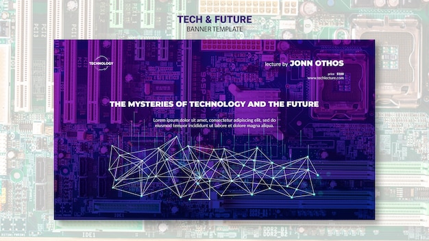 Maqueta de plantilla de banner de tecnología y concepto futuro