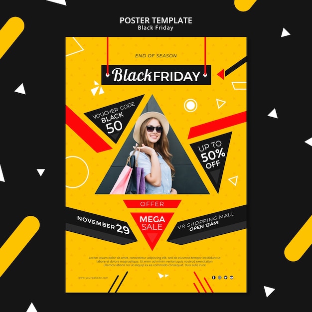 PSD gratuito maqueta de plantilla de póster de viernes negro