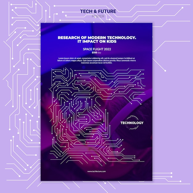 Maqueta de póster de tecnología y concepto futuro