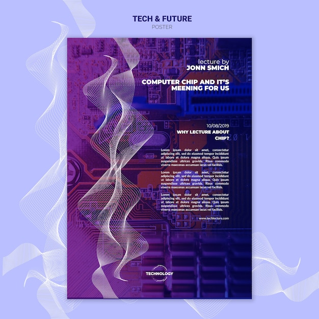 Maqueta de póster de tecnología y concepto futuro