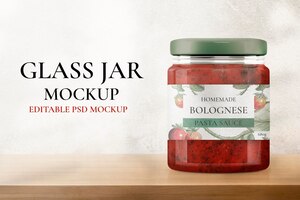 PSD gratis maqueta de tarro de vidrio psd, envasado y marca de productos alimenticios
