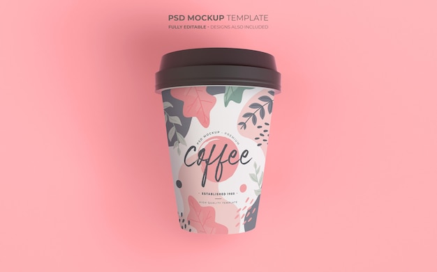 PSD gratuito maqueta de taza de café con diseño floral