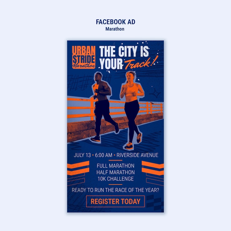 Gratis PSD marathon facebook-advertentie: bestuur de stad!