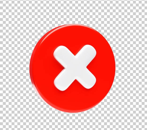 Marca de cruz Icono en el elemento del símbolo de la burbuja roja Ilustración 3d