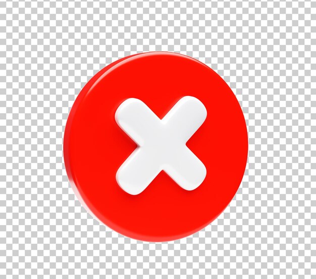 Marca de cruz Icono en el elemento del símbolo de la burbuja roja Ilustración 3d