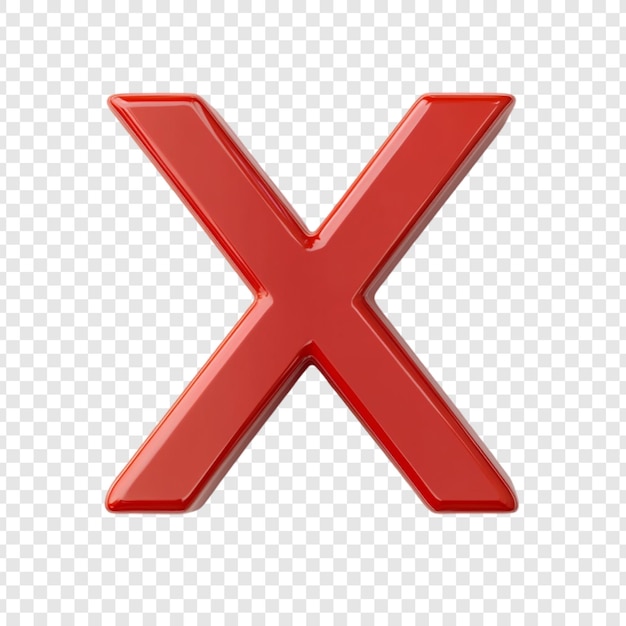 Marca de X roja brillante Símbolo de error de cancelación o rechazo