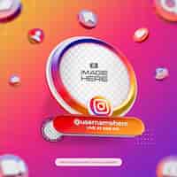 PSD gratuito marco 3d de perfil de redes sociales redondo para instagram objeto 3d aislado