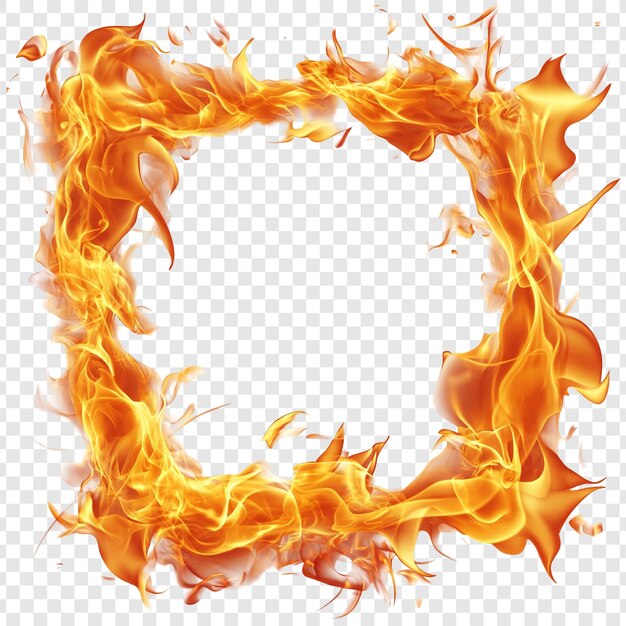 Marco ardiente Un cuadrado ardiente de fuego abstracto