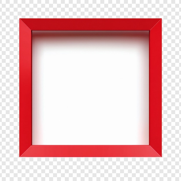 Un marco cuadrado rojo aislado en un fondo transparente perfecto para maquetas y diseños