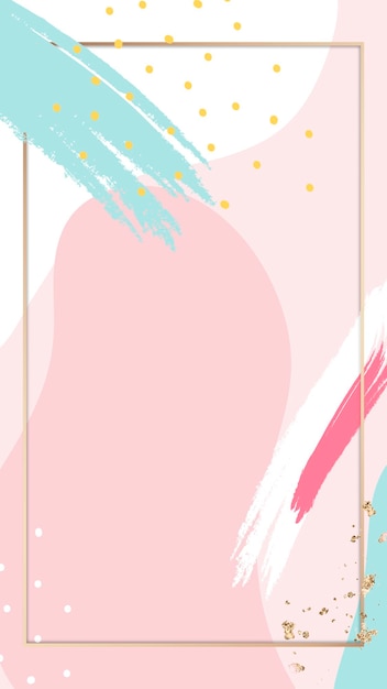 Marco dorado pastel Memphis psd con espacio de diseño