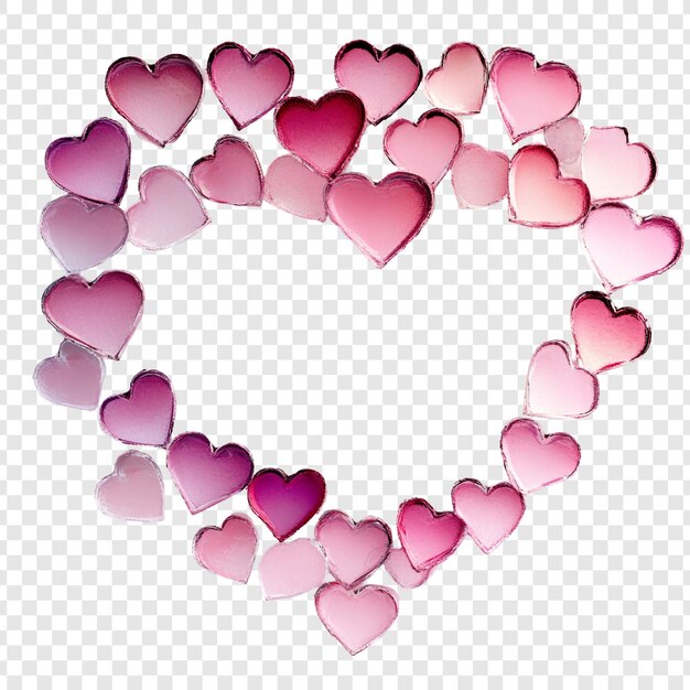 Un marco romántico en forma de corazón hecho de corazones rosados