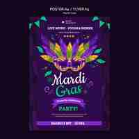 Gratis PSD mardi gras carnaval a4 postersjabloon