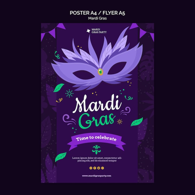 Mardi gras carnaval poster sjabloon