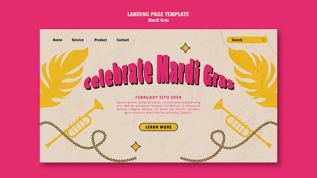 Gratis PSD mardi gras feest landingspagina sjabloon