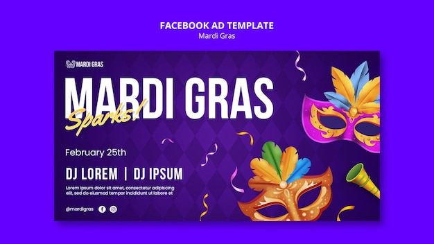 Gratis PSD mardi gras sjabloon ontwerp