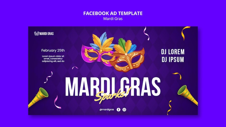 Gratis PSD mardi gras sjabloon ontwerp