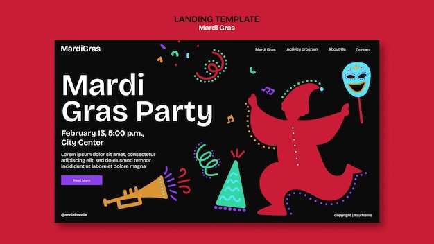 Gratis PSD mardi gras sjabloon ontwerp