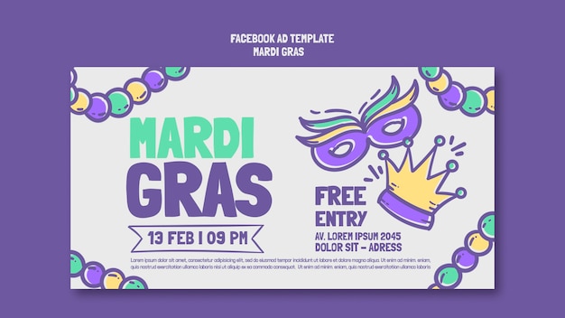 Gratis PSD mardi gras sjabloon ontwerp