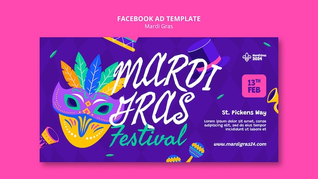 Gratis PSD mardi gras sjabloonontwerp