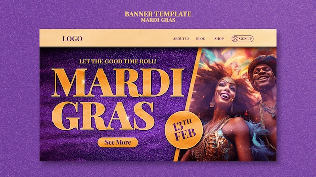 Gratis PSD mardi gras sjabloonontwerp