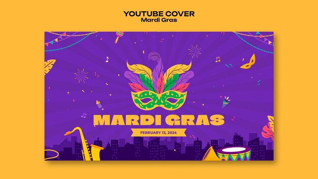 Gratis PSD mardi gras viering youtube cover