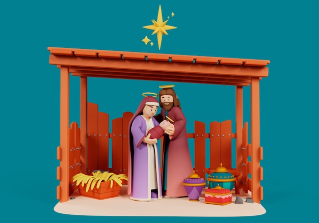 María y José sosteniendo al niño Jesús
