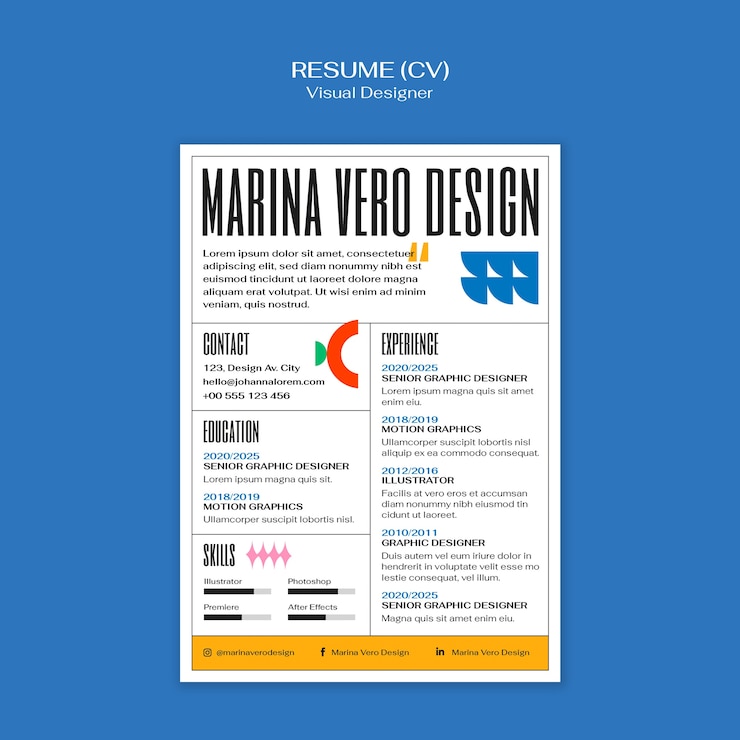 PSD Gratis marina vero design resume