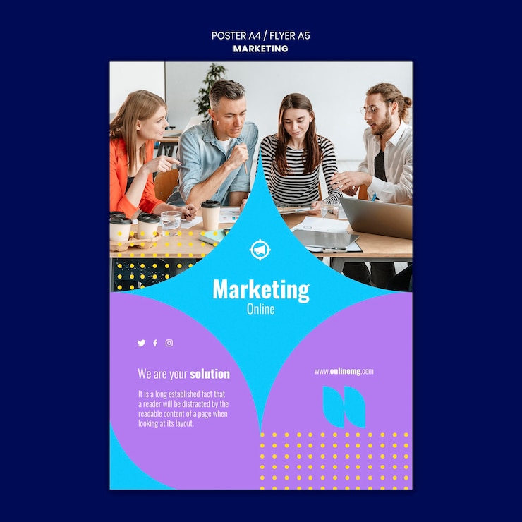 Gratis PSD marketing afdruksjabloon met foto