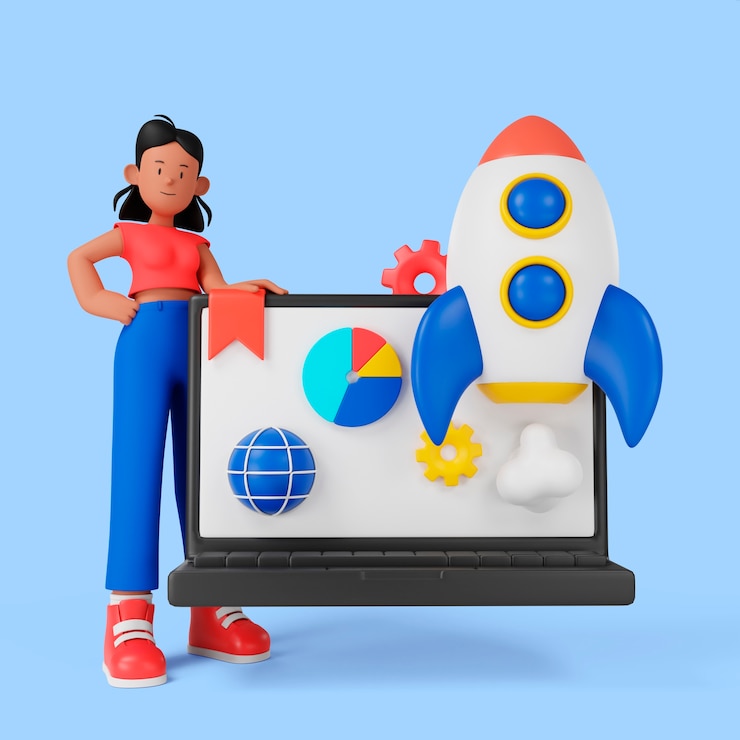 PSD Gratis marketing concept with rocketship
