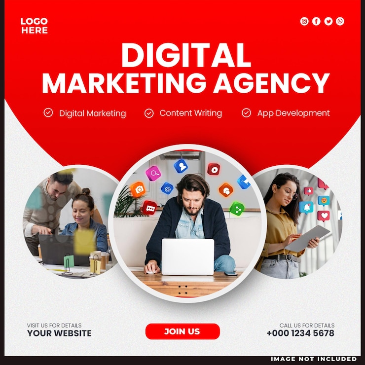 PSD gratuito marketing digital medios sociales corporativos y banner de la agencia o plantilla de publicación de instagram