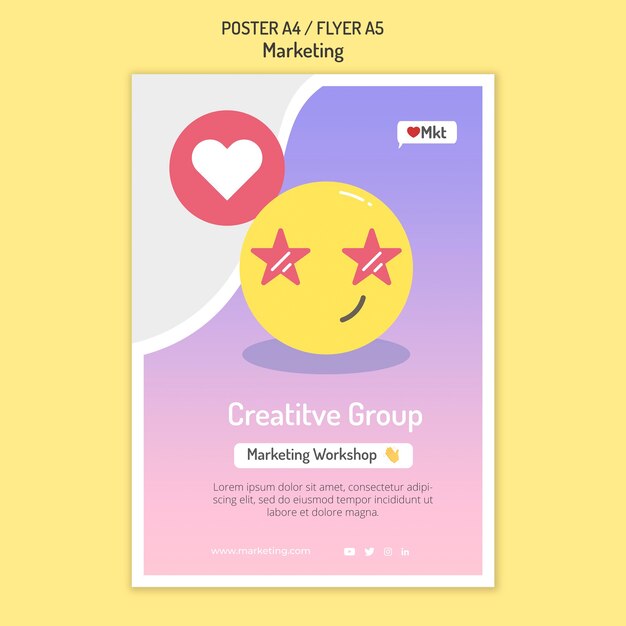 Marketing workshop poster sjabloon met emoji