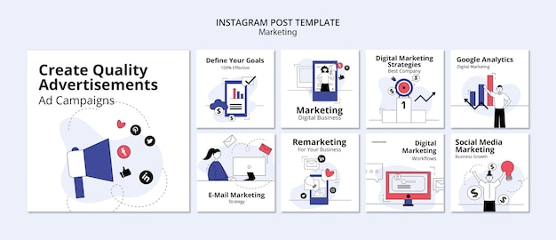 Gratis PSD marketingconcept instagram-berichten