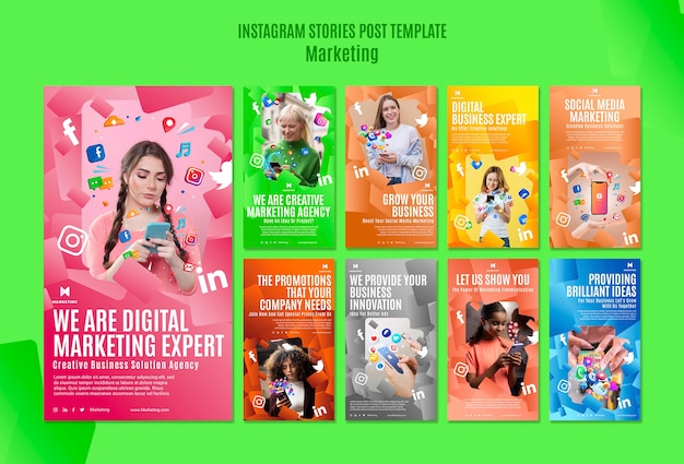 Gratis PSD marketingstrategie instagram verhalen sjabloon