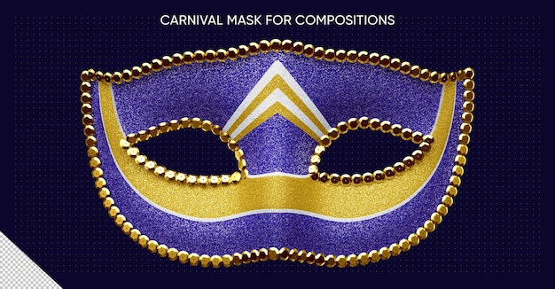 Maschera di carnevale decorata con glitter blu