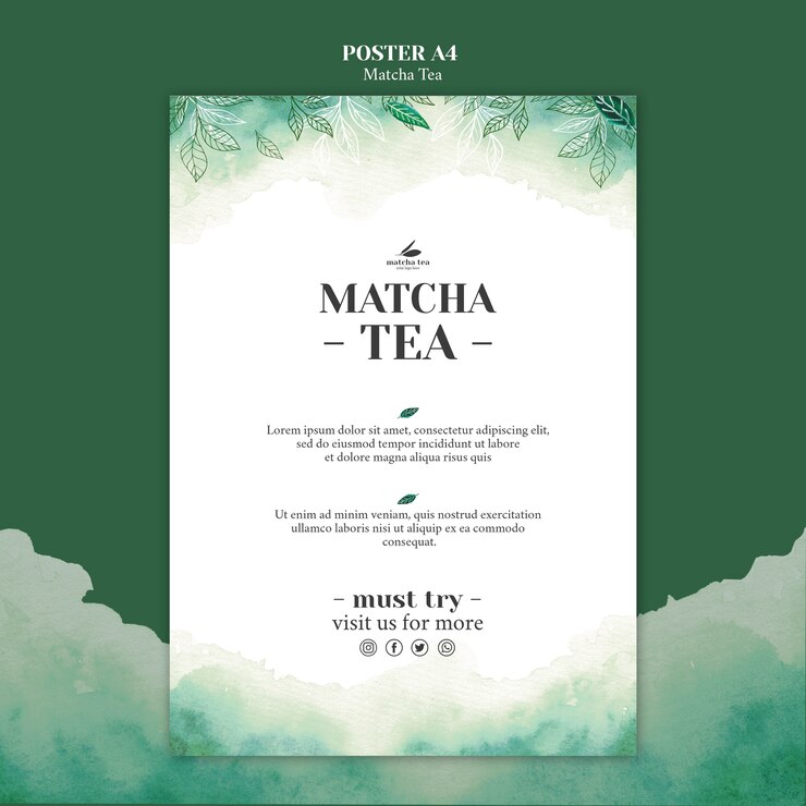 PSD Gratis matcha tea poster concept mock-up