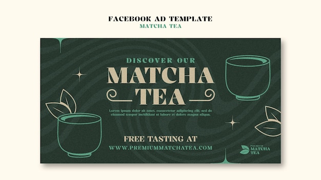 Gratis PSD matcha thee drinken facebook sjabloon.