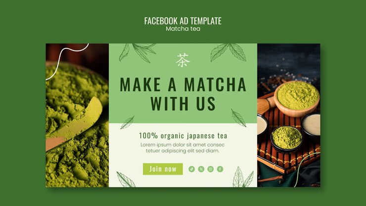 Gratis PSD matcha thee facebook-sjabloon