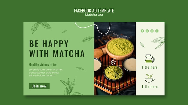 Gratis PSD matcha thee facebook-sjabloon