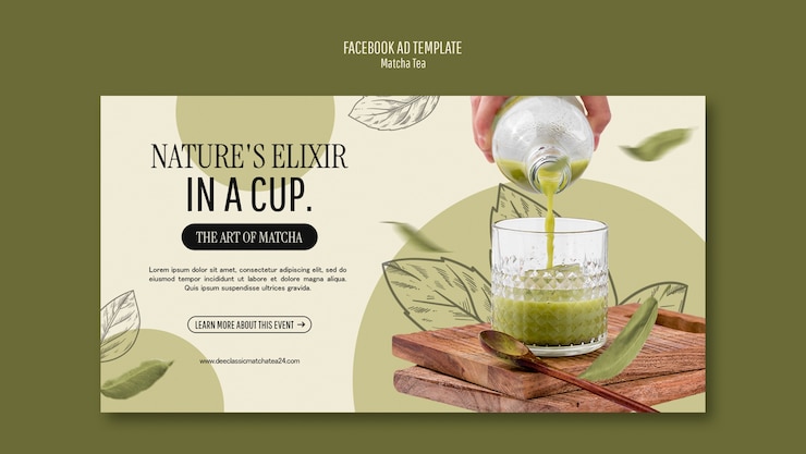 Gratis PSD matcha thee facebook-sjabloon