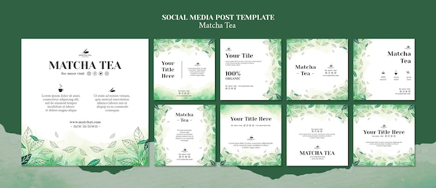 Matcha thee sociale media post sjabloon concept mock-up