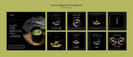 Gratis PSD matcha thee sociale media post sjabloon