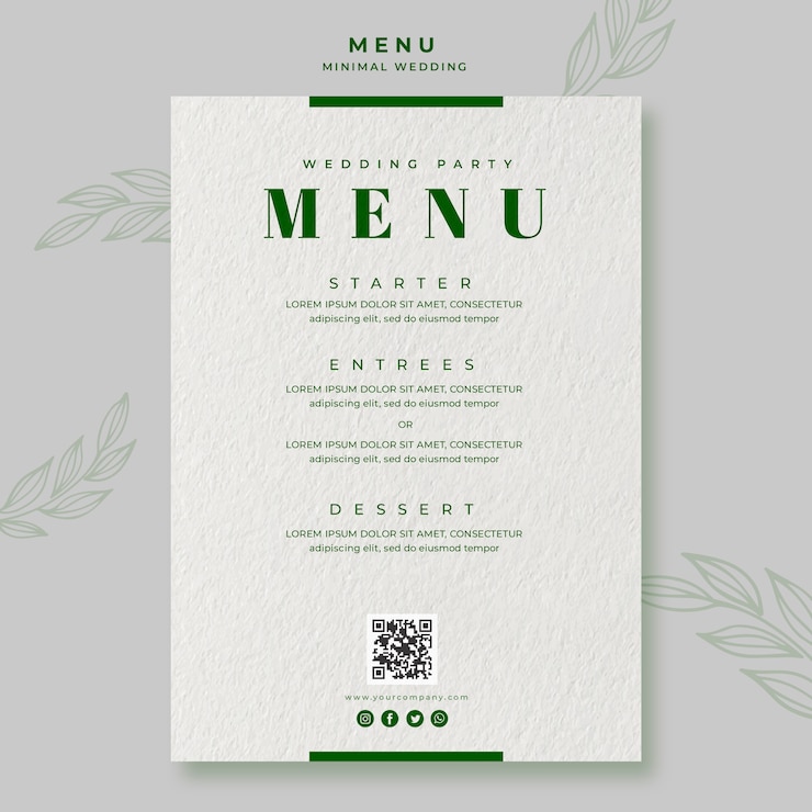 PSD gratuito matrimonio minimo salva il modello di menu della data