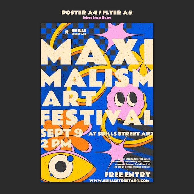 Gratis PSD maximalisme stijl poster sjabloon