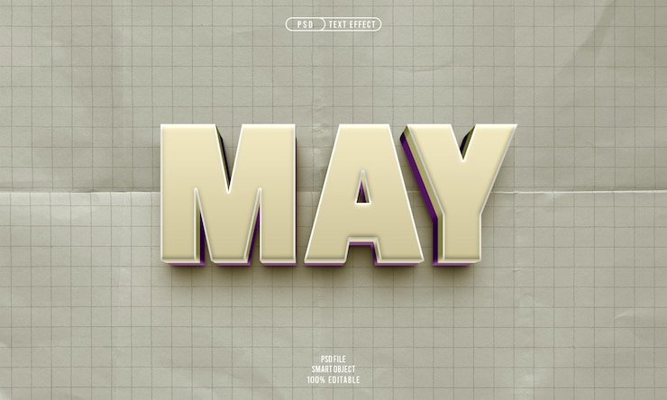 PSD Gratis may 3d editable text effect