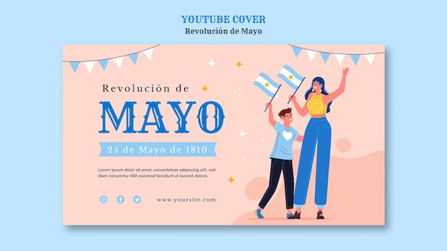 Gratis PSD may revolution youtube-voorbladsjabloon