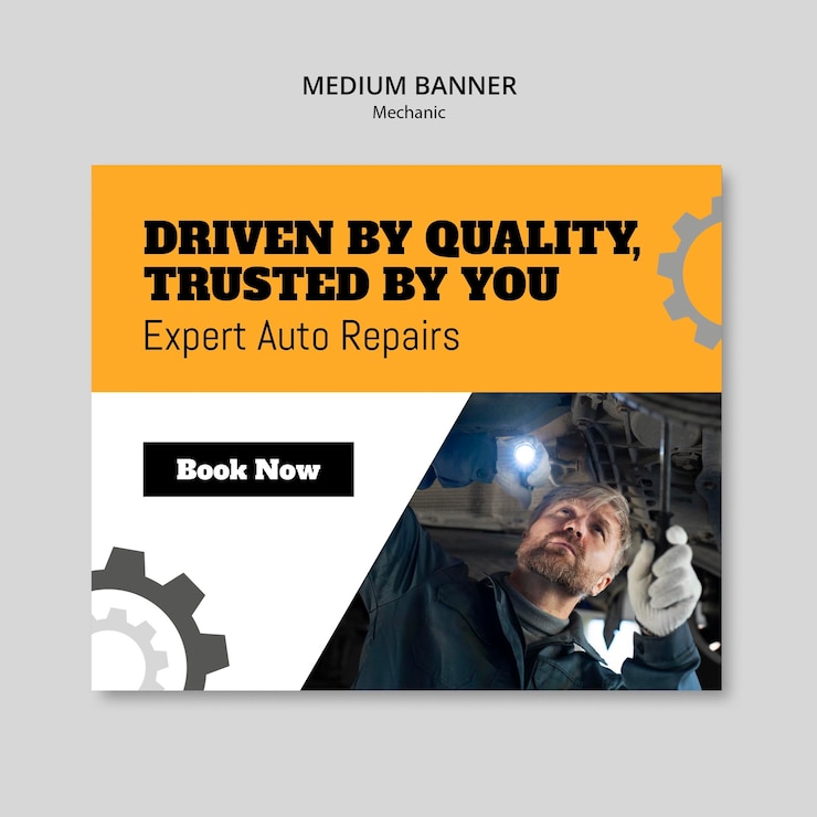 PSD Gratis mechanic medium banner template design