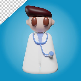 Médico con estetoscopio icono 3d rendering aislado sobre fondo transparente