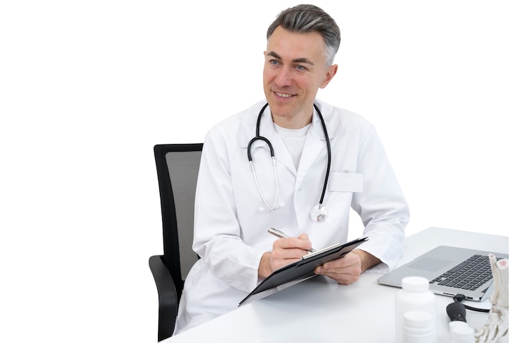 PSD gratuito el médico se prepara para un examen médico de rutina