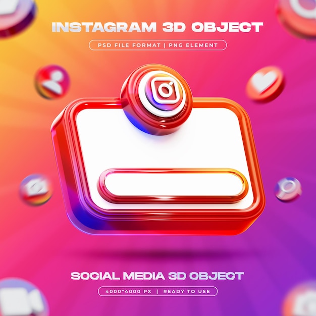 Medios sociales Instagram Post Frame Renderizado en 3D aislado